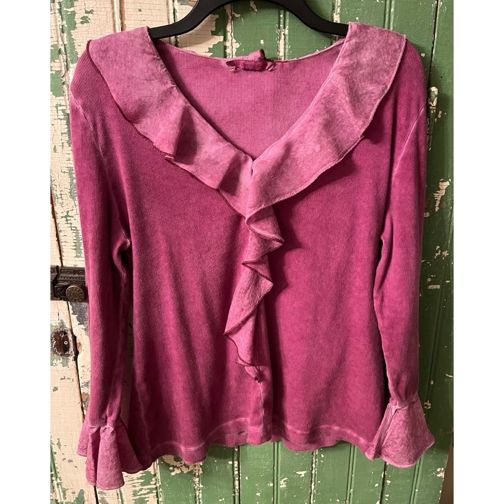 Soft Surroundings Pink/violet Ruffle Top